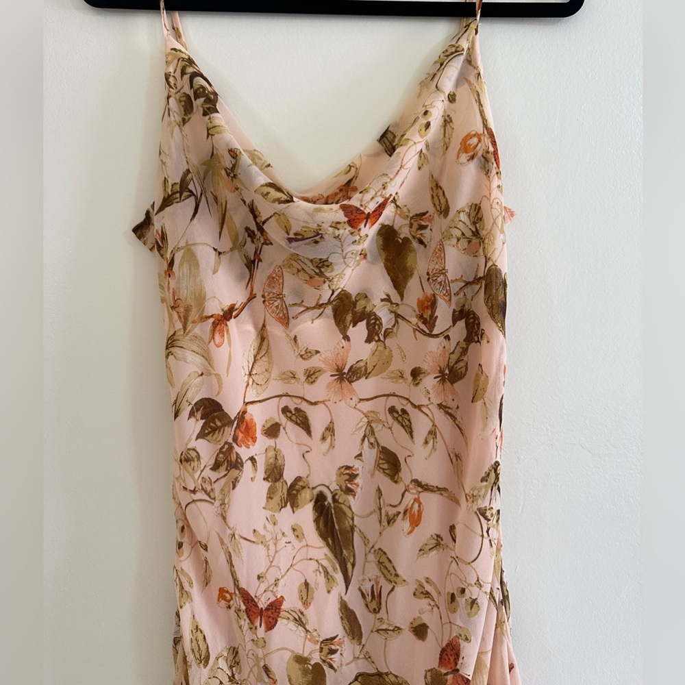 Forever 21 Pink Floral Cowl Neck Slip Dress